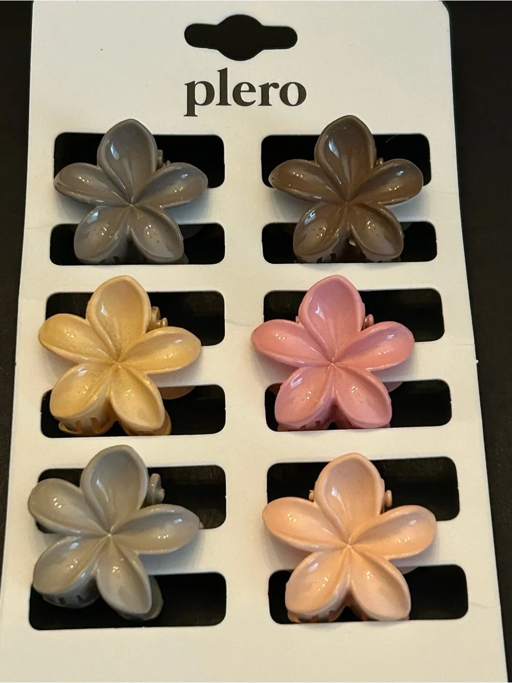 Floral Mini Hair Claw Clip Set of Two in Pink, Yellow, Cream, Gray & Green NWT